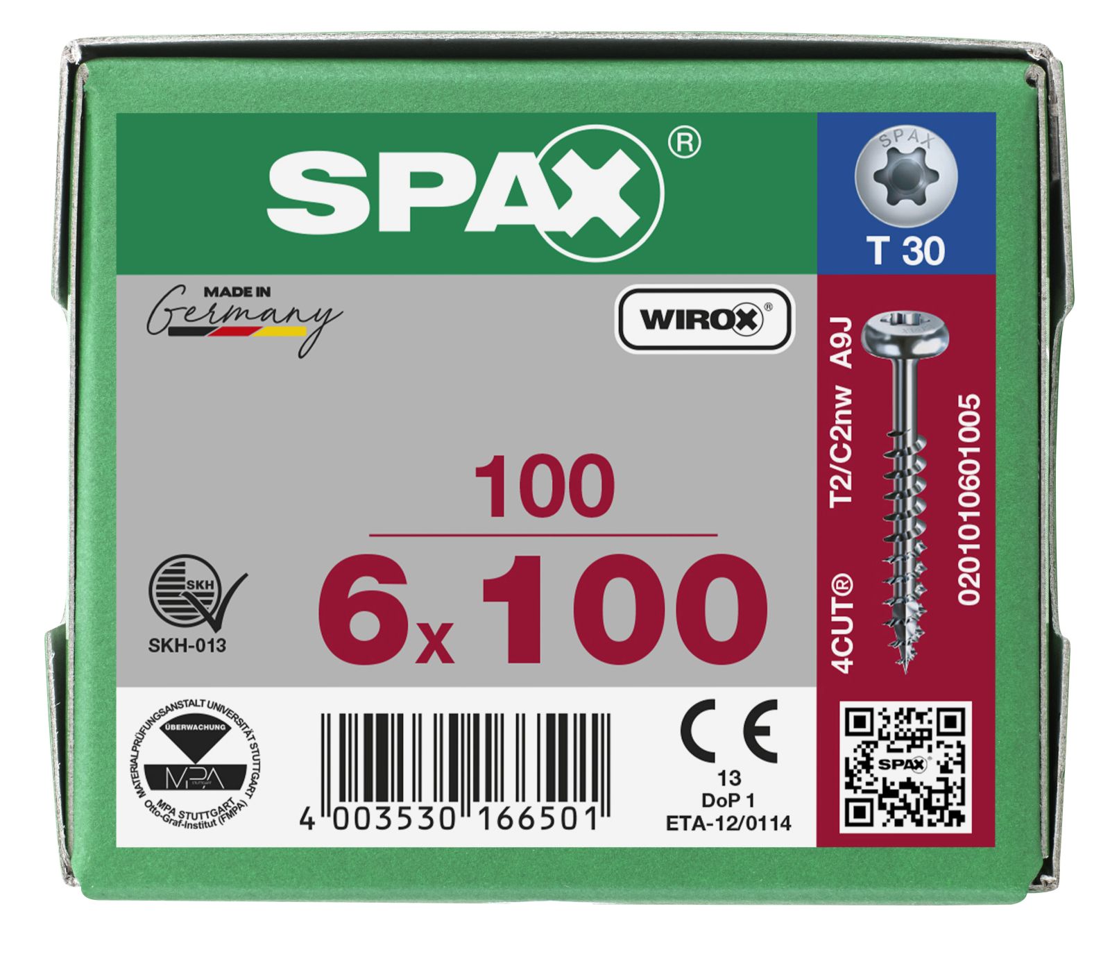 SPAX Halbrundkopf T-Star Plus T30 Teilgewinde WIROX, 100 Stück