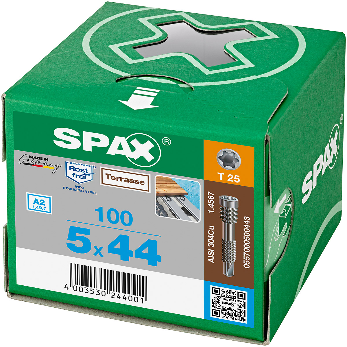 SPAX Terrasse Alu A2 Zylinderkopf T-Star Plus T25 Fixiergewinde Bohrspitze, 100 Stück