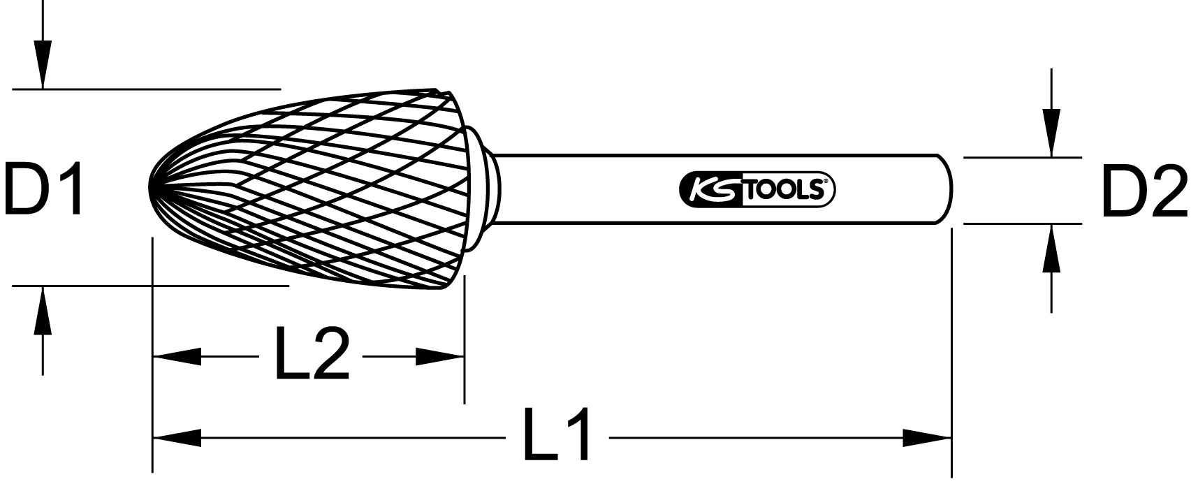 KS Tools Frässtift Rund-Kegelform kurz