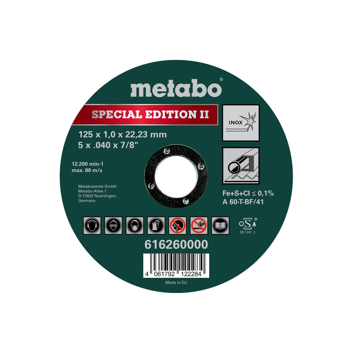 Metabo Special Edition II Inox, Trennscheibe - gerade Ausführung