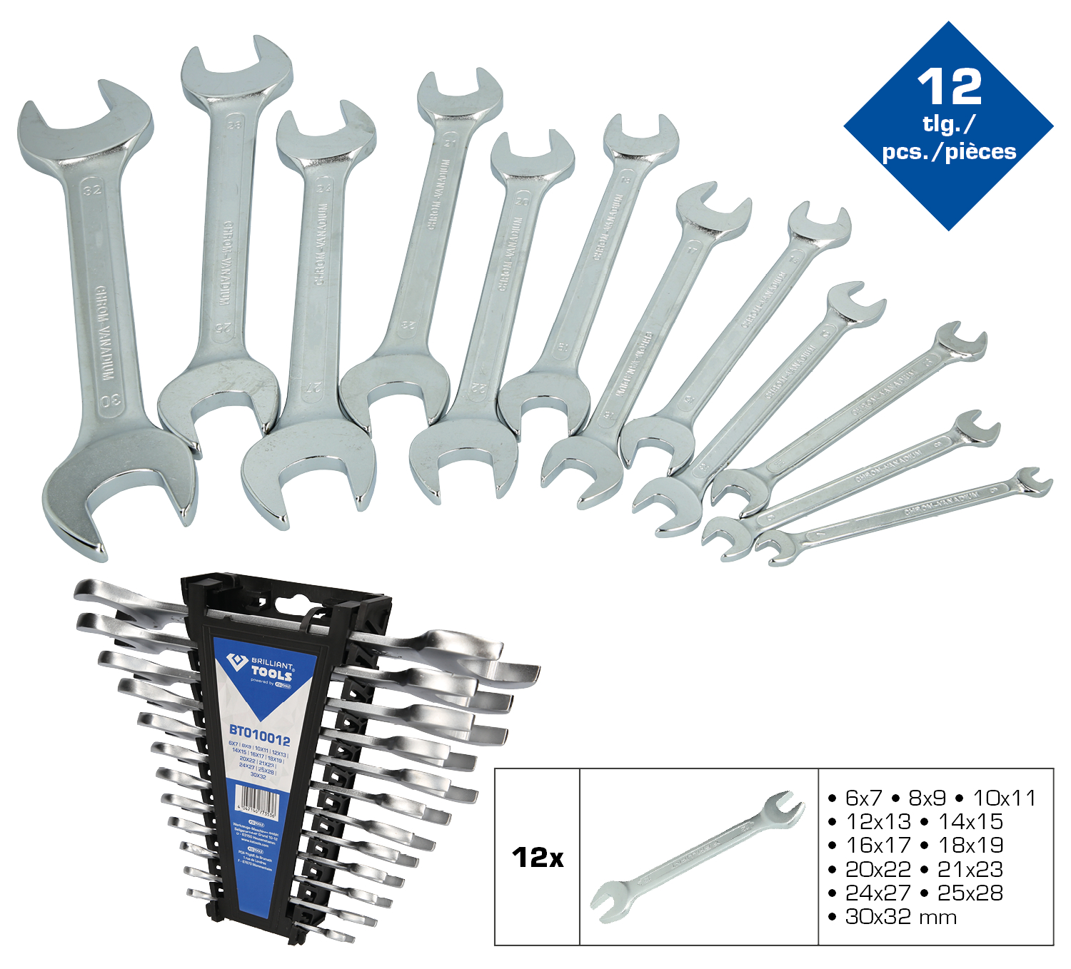 Brilliant Tools Doppel-Maulschlüssel-Satz, 12-tlg - BT010012