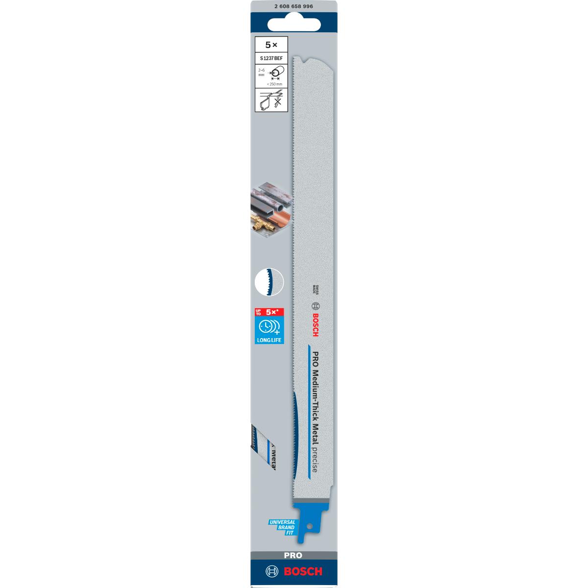 Bosch PRO Medium-Thick Metal precise S1237BEF Blatt,1,1 x 25 x 300 mm -5-Stück