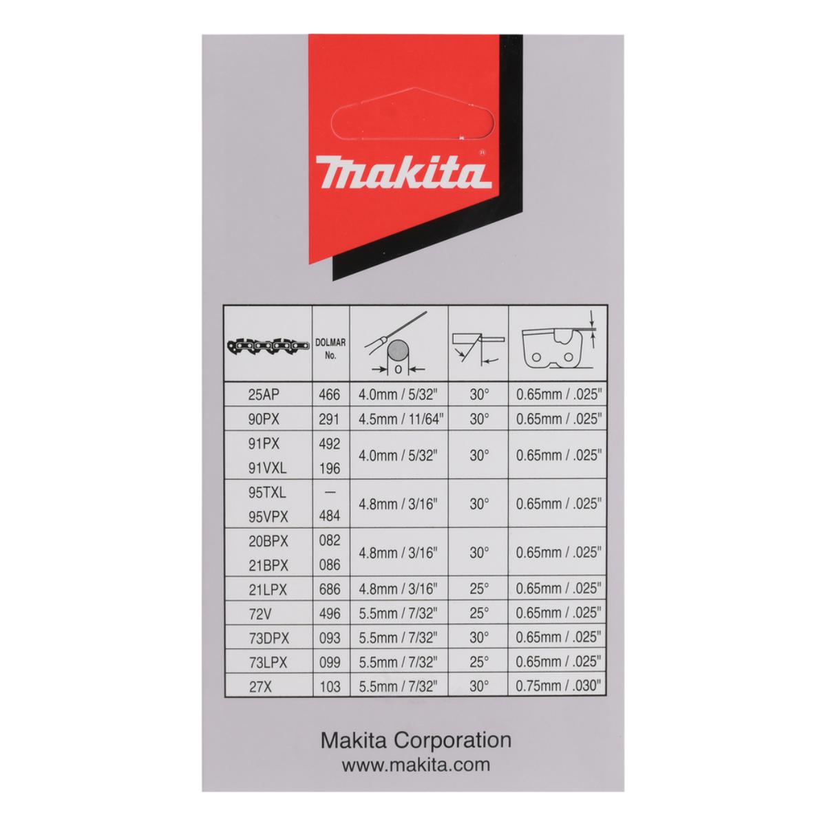 Makita Sägekette 80TXL 45cm Speed Cut - 70 TG - 1,1 mm - 0,325 ZollLP - Mikro-Halbmeißel - 191X04-8