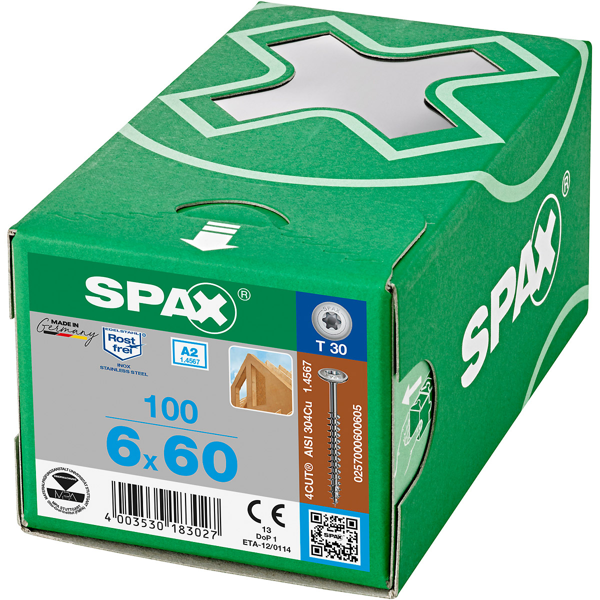 SPAX A2 Tellerkopf T-Star Plus T30 Vollgewinde, 100 Stück
