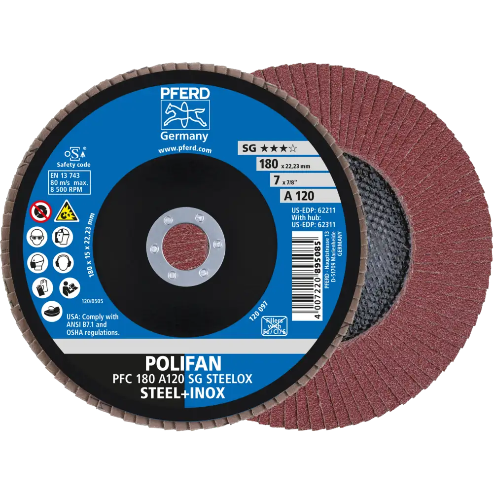 PFERD TOOLS POLIFAN Fächerscheibe PFC konisch SG STEELOX Stahl/Edelstahl
