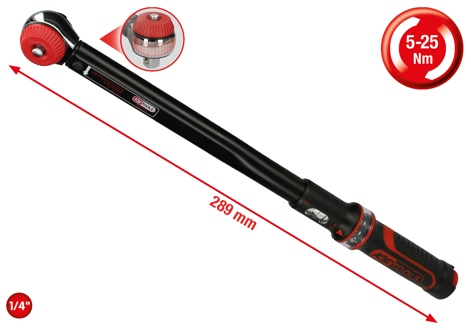 KS Tools ERGOTORQUE®precision Ratschen-Drehmomentschlüssel Drehknopf