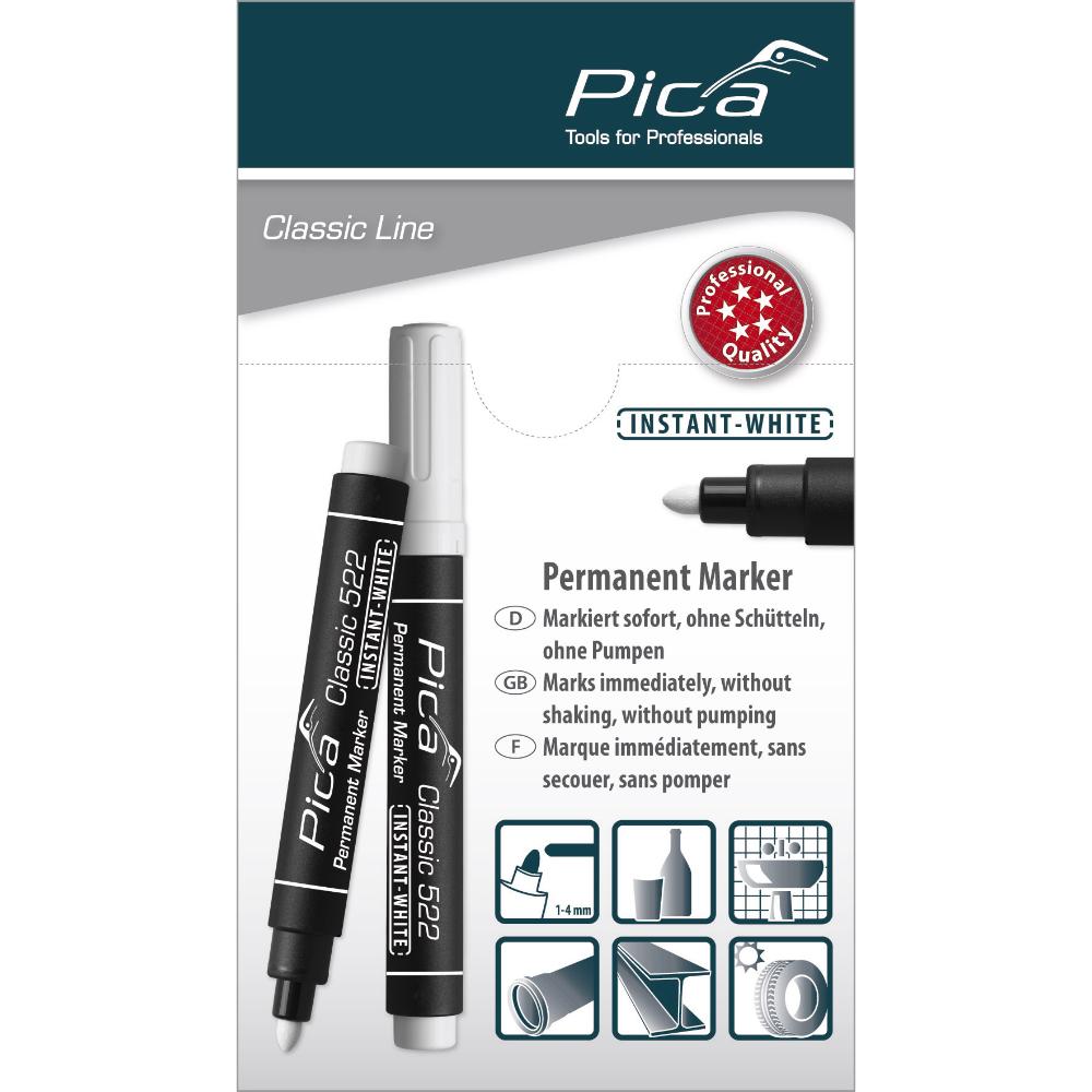 Pica Classic Permanent Marker Instant White, 1-4mm