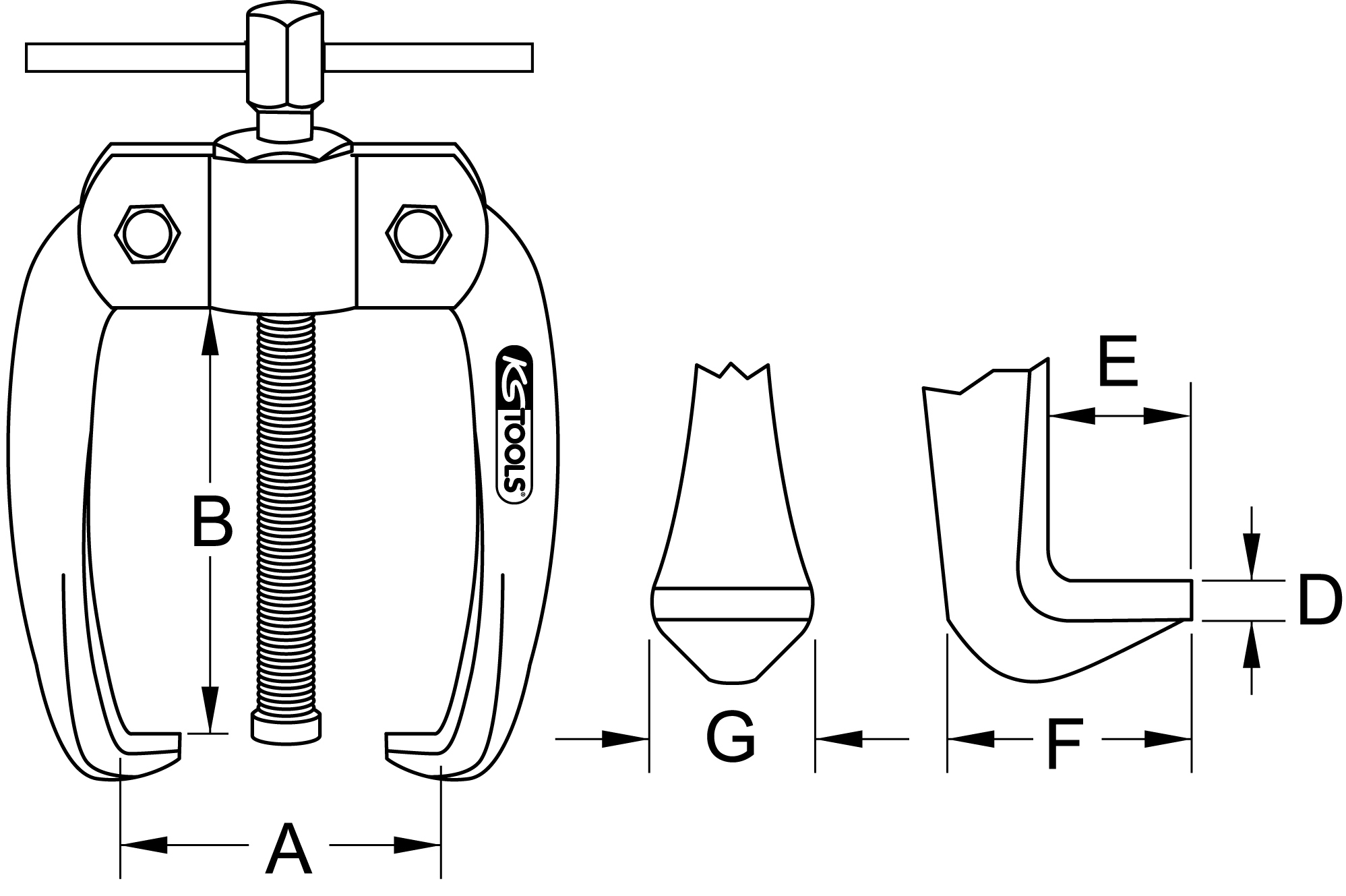 KS Tools Universal Polklemmen-Abzieher 2-armig mit Knebel
