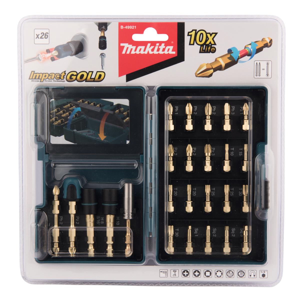 Makita Torsion Bitset 26-teilig - Torsion: PH, PZ, T, SQ, H - B-49921