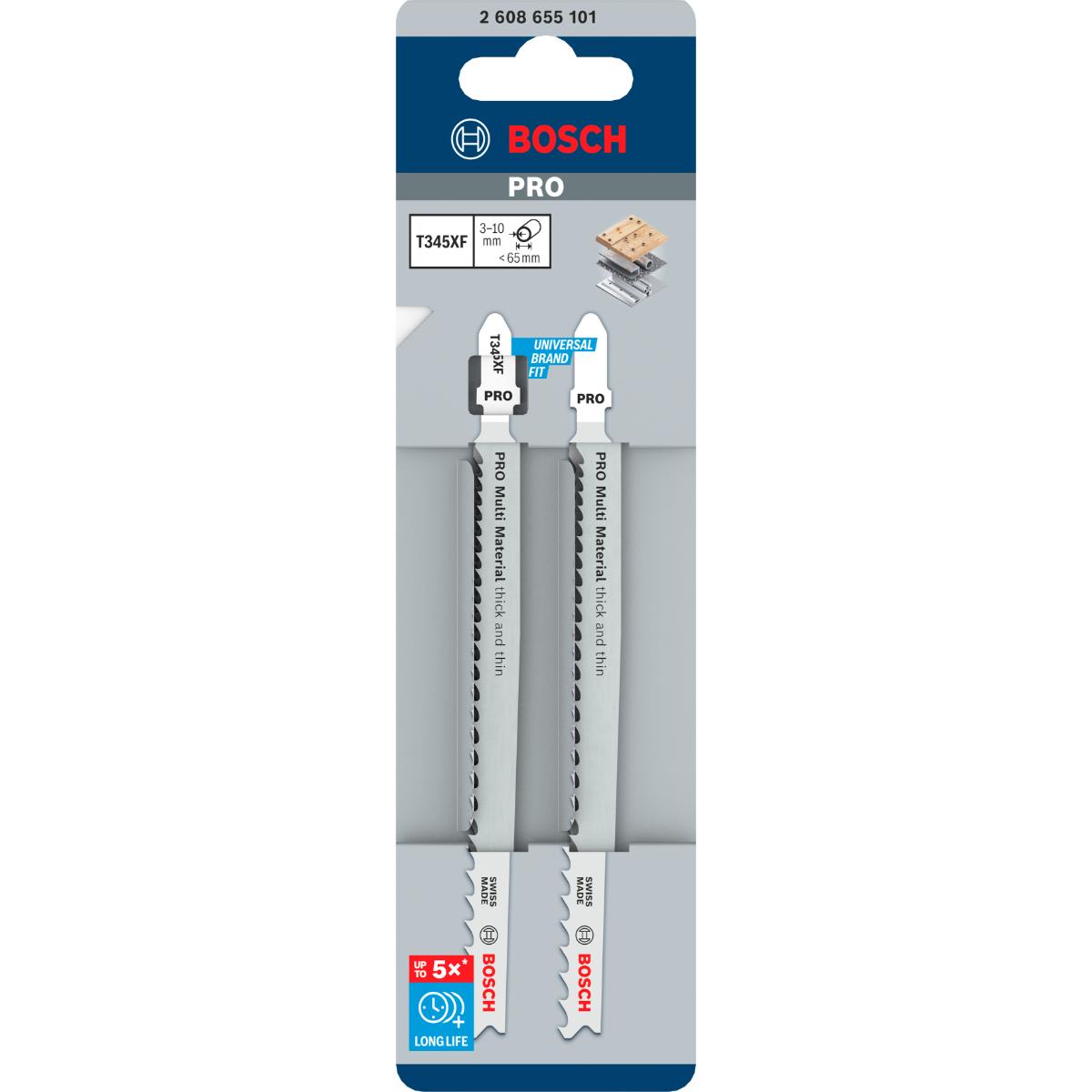 Bosch PRO Multi Material thick and thin T345XF Stichsägeblatt,132 mm - 2 Stück