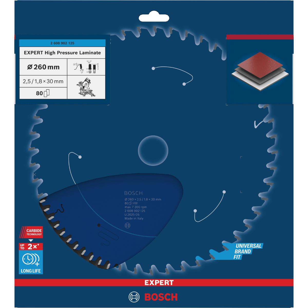 Bosch EXPERT High Pressure Laminate Kreissägeblatt, 260x30 mm, Z80