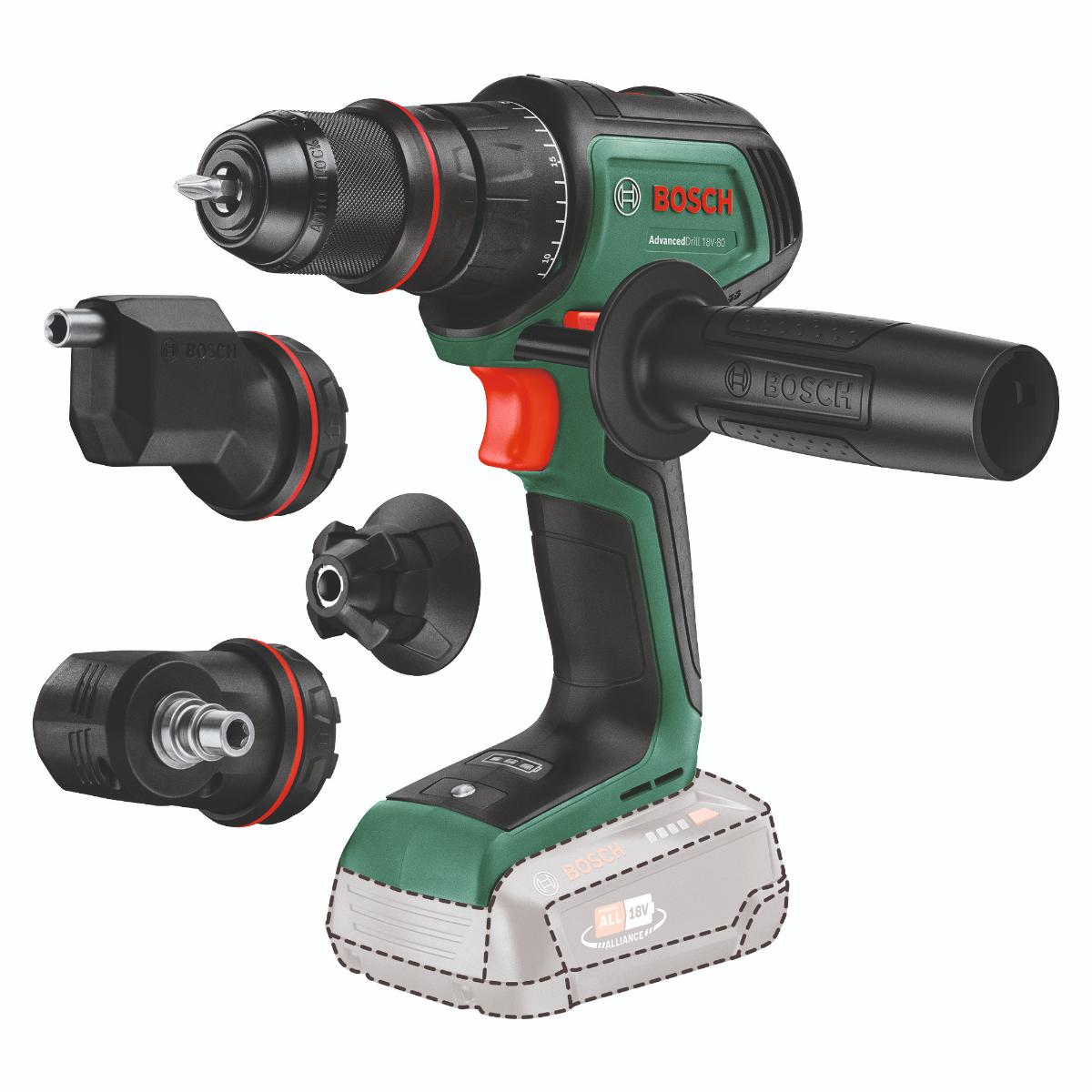 Bosch Akku-Bohrschrauber AdvancedDrill 18V-80 QuickSnap + 3 Aufsätze