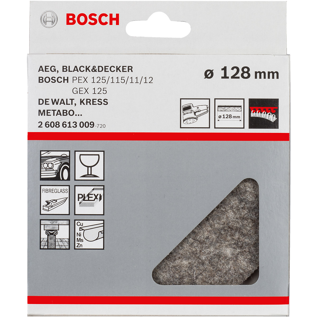 Bosch Polierfilz für Exzenterschleifer, Klett fein
