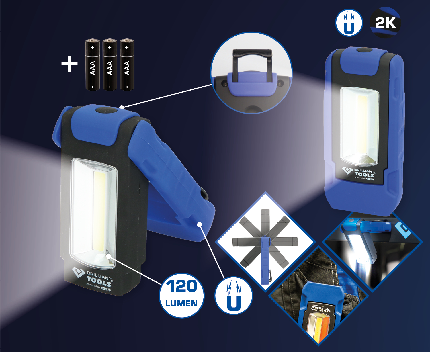 Brilliant Tools 360° Schwenkbare Handlampe - BT131910