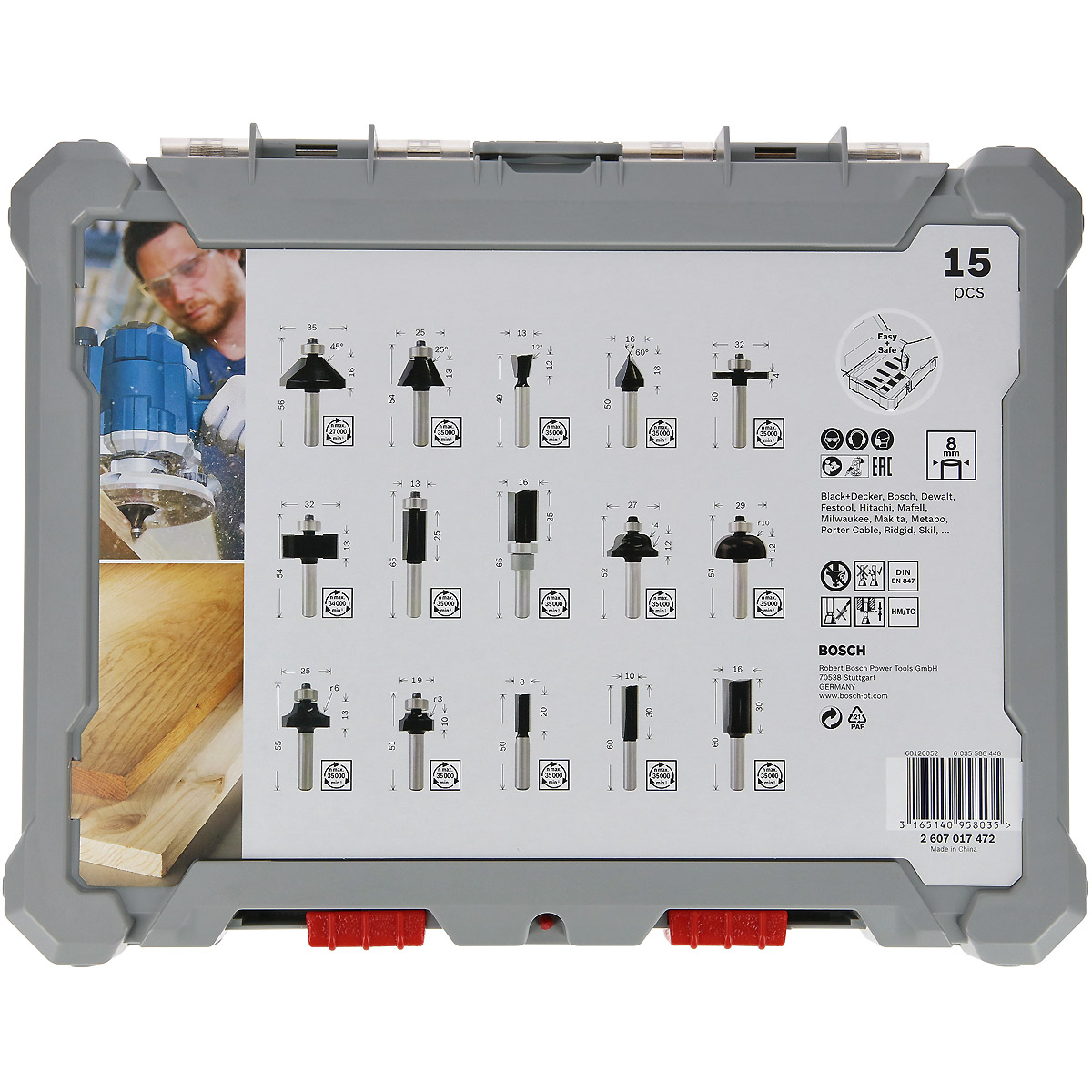 Bosch PRO Fräser-Set, 15-teilig, 8mm Schaft