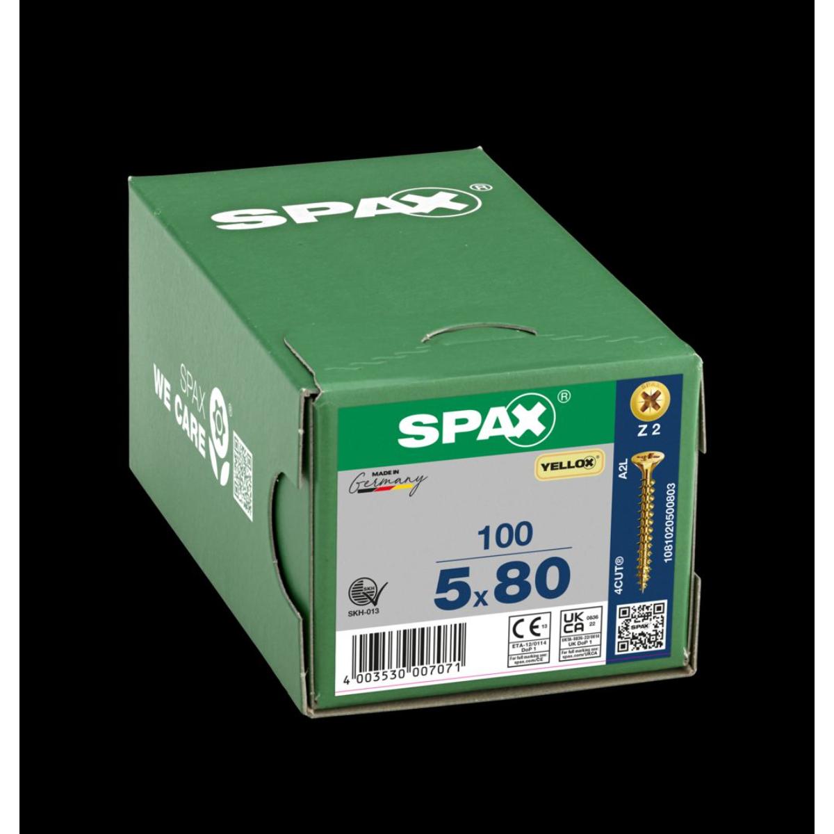 SPAX Senkmultikopf Kreuzschlitz Z2 Vollgewinde YELLOX, 100 Stück