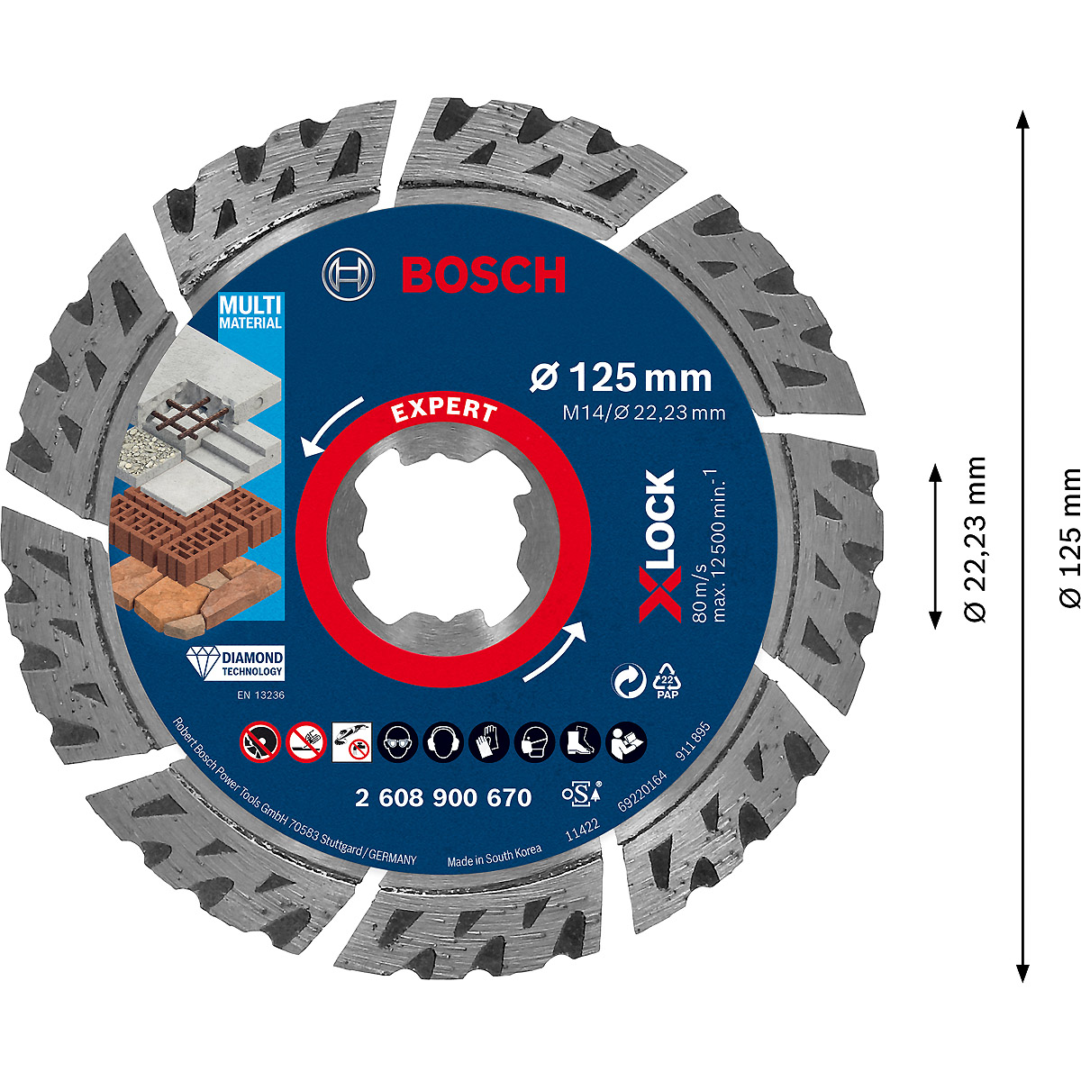 Bosch EXPERT MultiMaterial X-LOCK Diamanttrennscheiben, für kleine Winkelschleifer