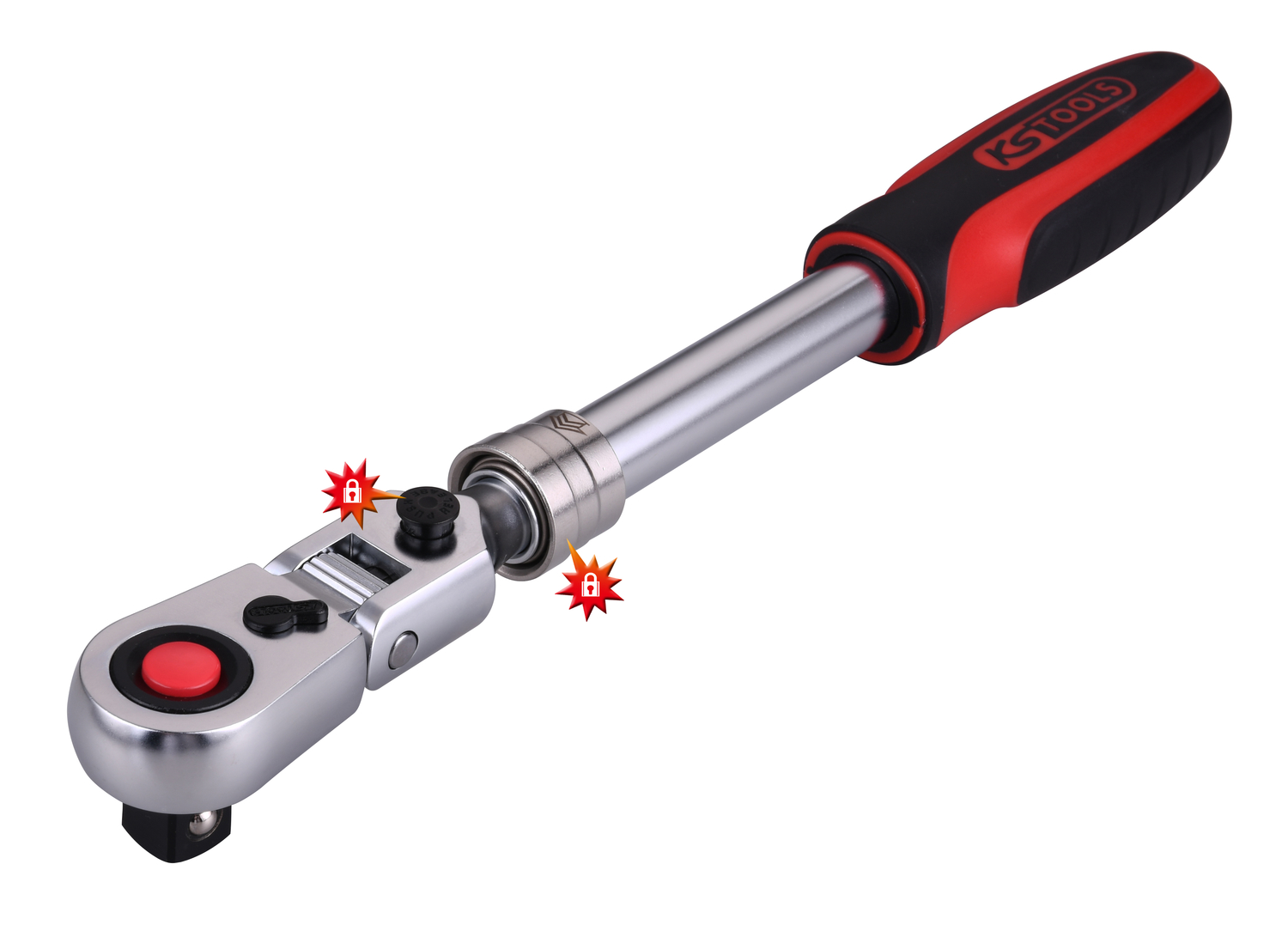 KS Tools 1/4" SlimPOWER Teleskop-Gelenk-Umschaltknarre, 72 Zahn