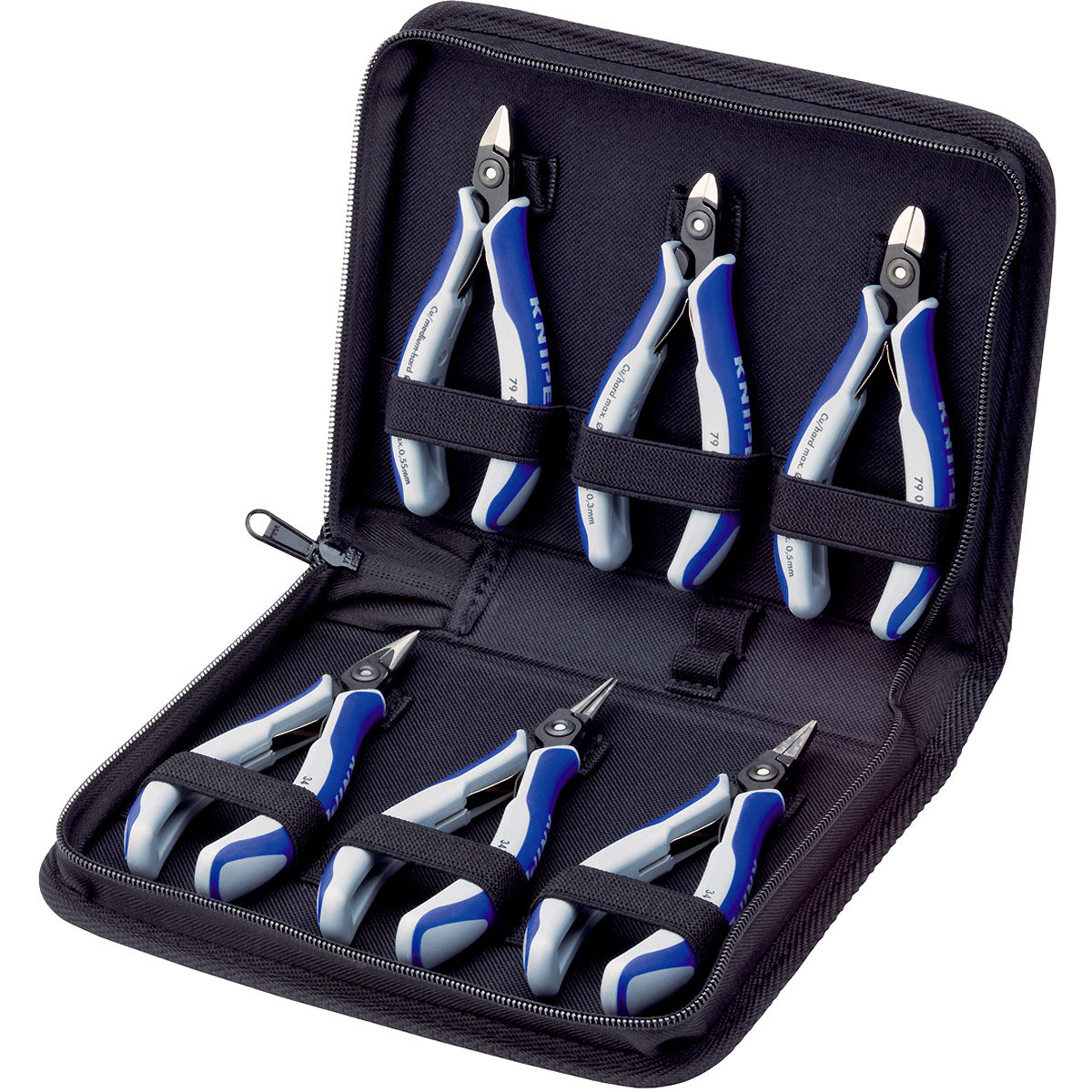 KNIPEX Elektronikzangen-Set mit Werkzeugen für Arbeiten an elektronischen Bauteilen 212 mm
