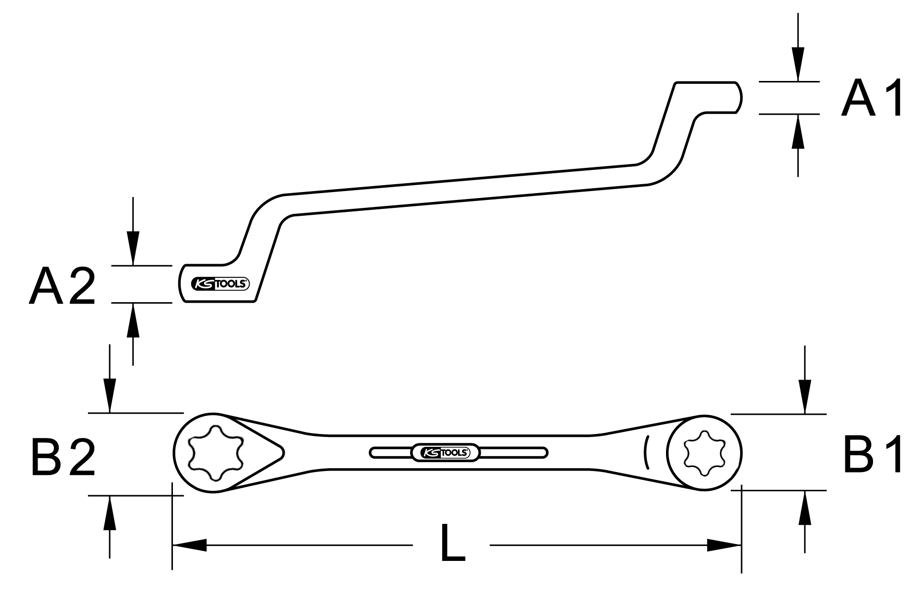 KS Tools Torx-E-Doppel-Ringschlüssel, gekröpft
