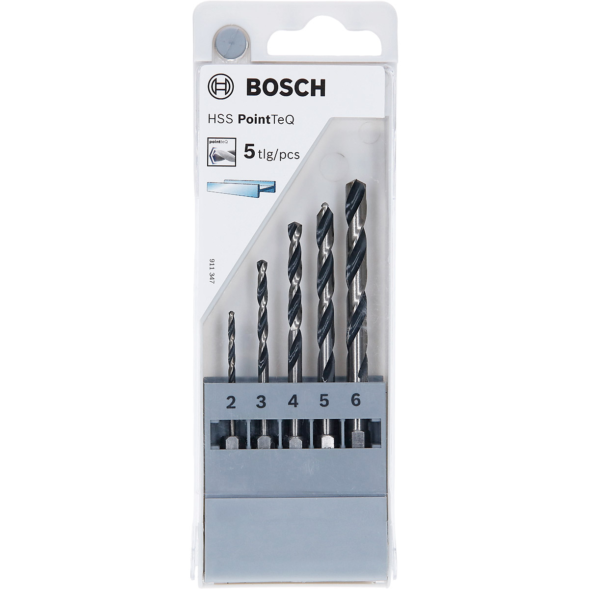 Bosch HSS-Spiralbohrer PointTeQ mit Sechskantschaft, 5-teilig