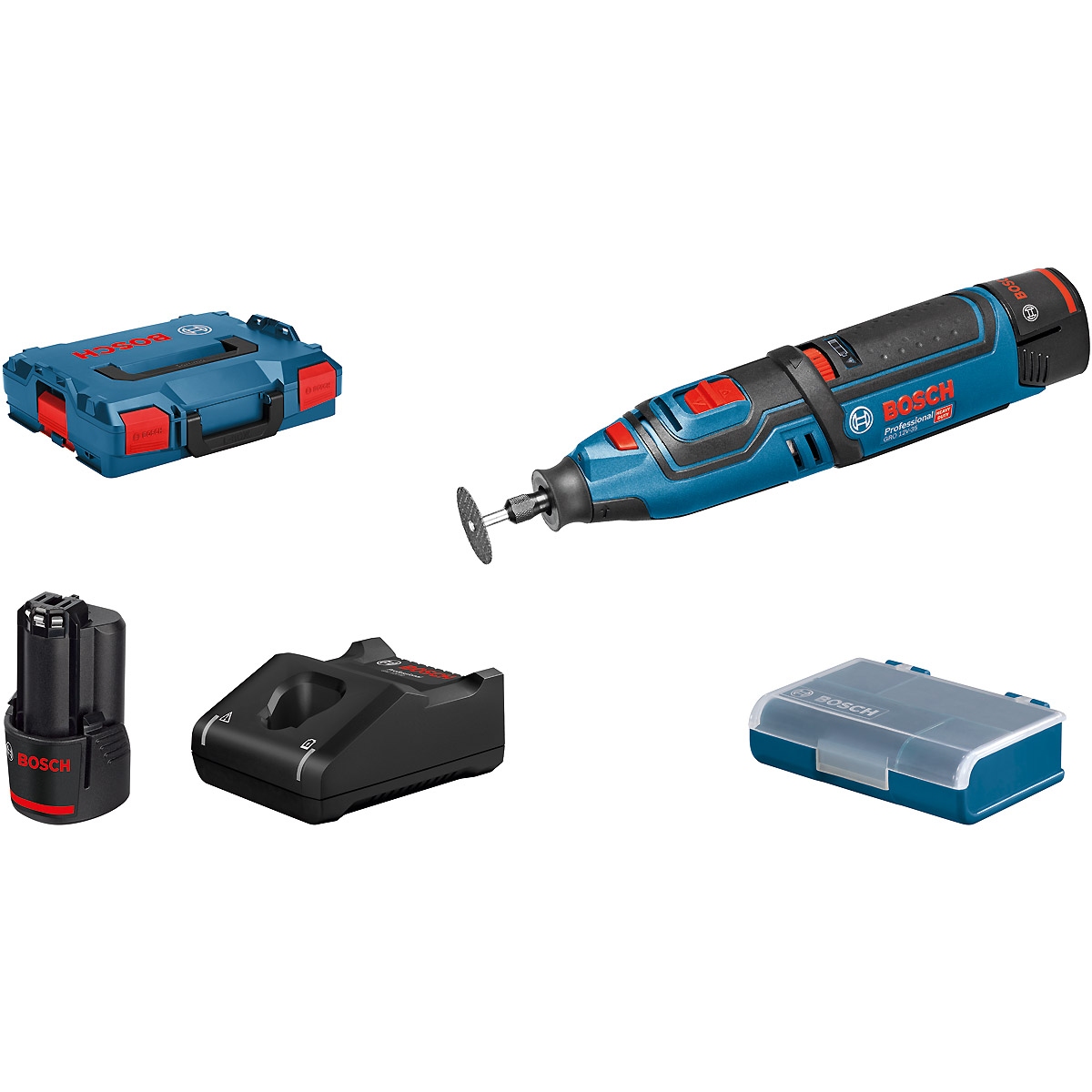 Bosch Akku-Rotationswerkzeug GRO 12V-35, mit 2 x 2.0 Ah Li-Ion Akku, L-BOXX