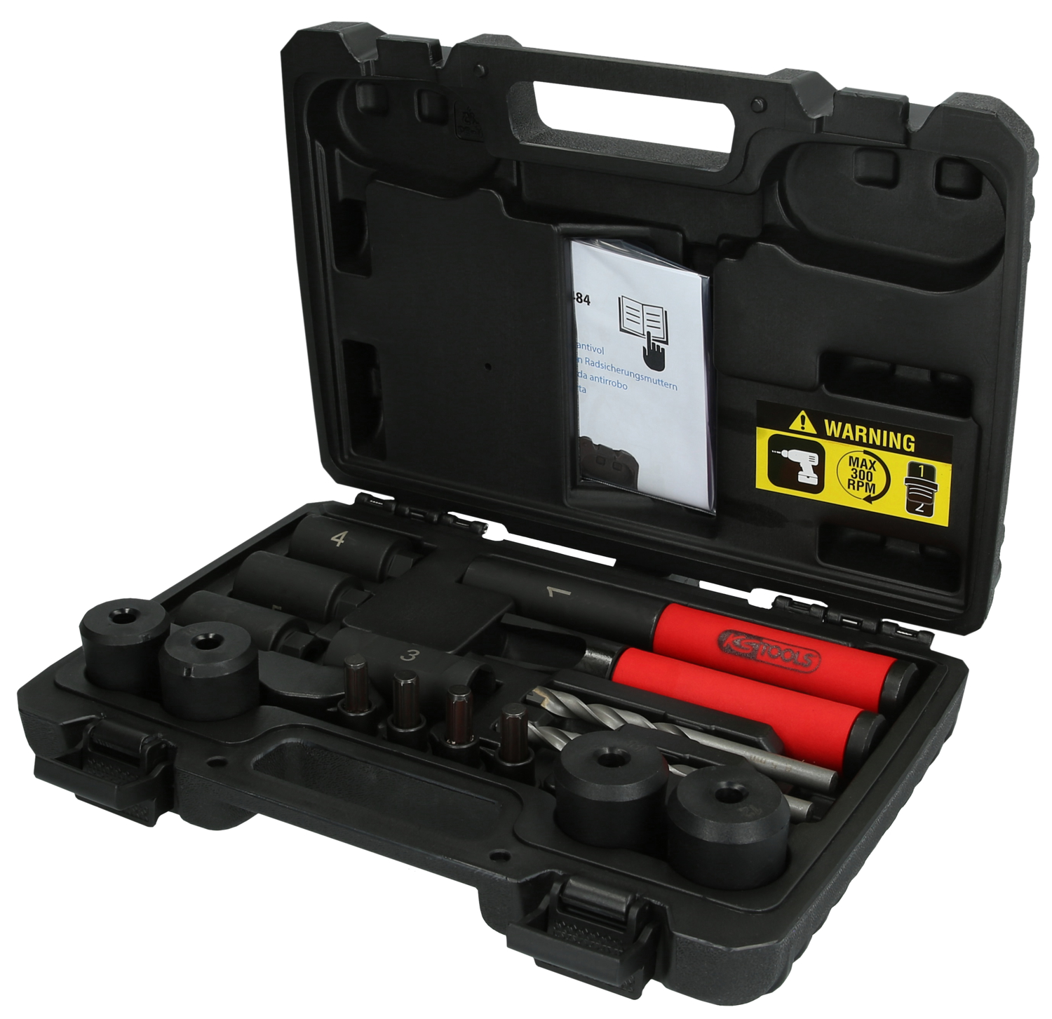 KS Tools Felgenschloss-Ausbohr-Satz, 16-tlg