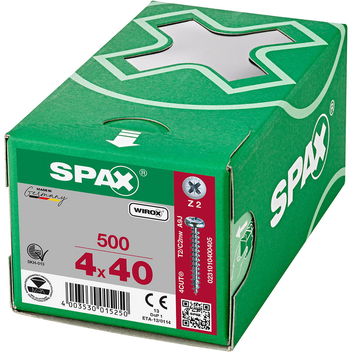 SPAX Halbrundkopf Kreuzschlitz Z2 Vollgewinde WIROX, 500 Stück