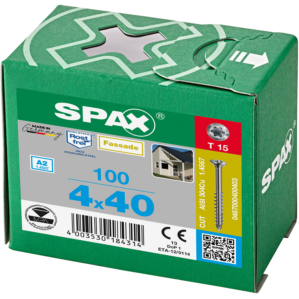 SPAX-S A2 Linsensenkkopf kleiner Kopf T-Star Plus T15 Teilgewinde Cut, 100 Stück