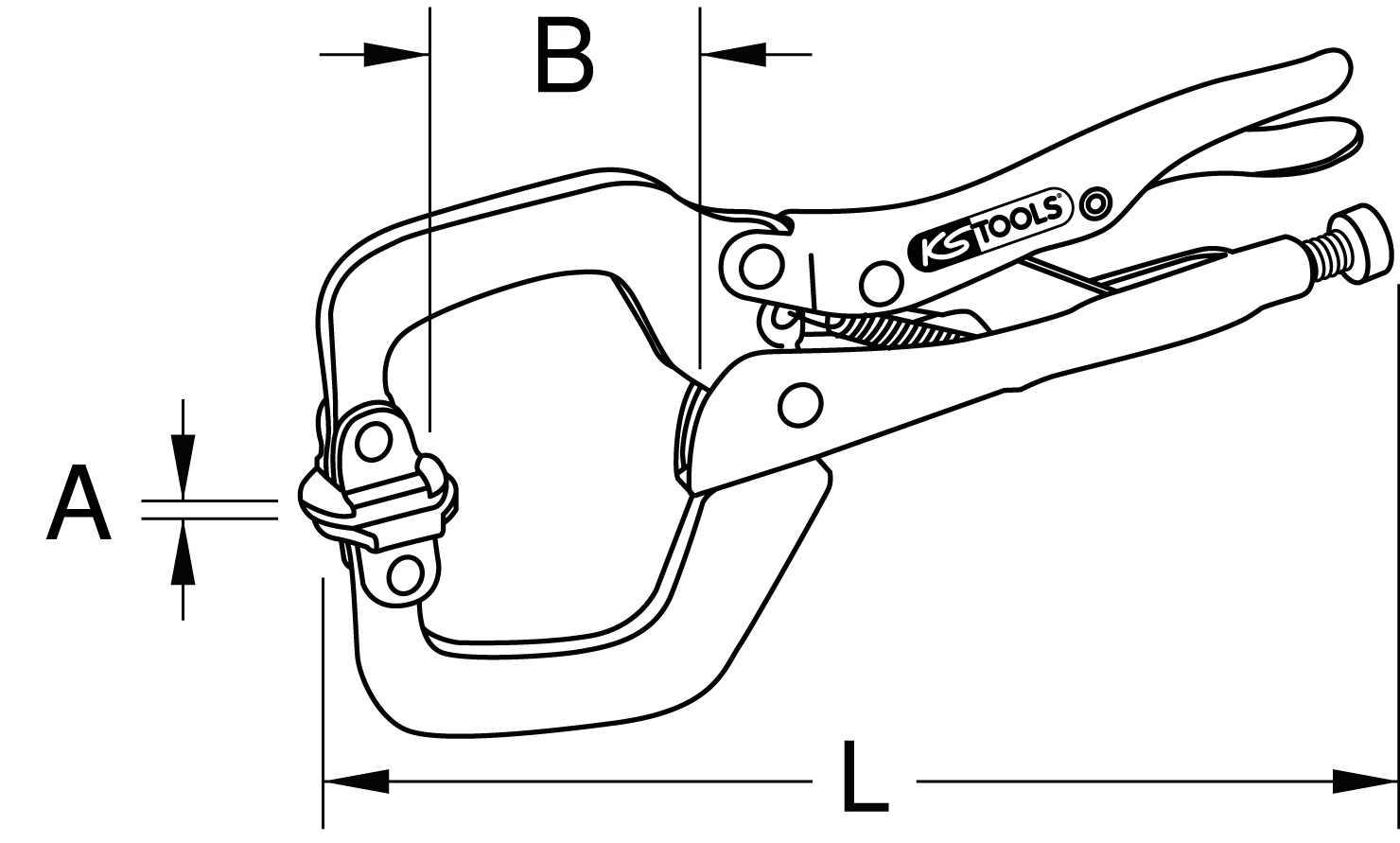KS Tools Schweiß-Klammer-Gripzange beweglichen Spannbacken 0-25mm