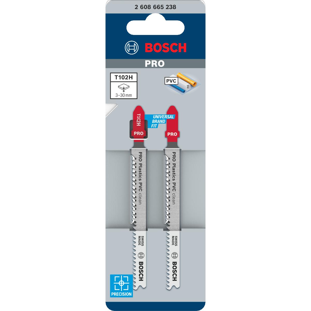 Bosch PRO Plastics PVC clean T102H Stichsägeblatt,100 mm - 2 Stück