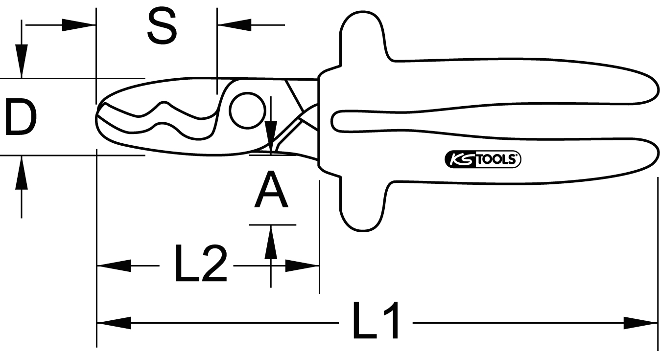 KS Tools 1000V Zwei-Schneiden-Kabelschere, 200mm