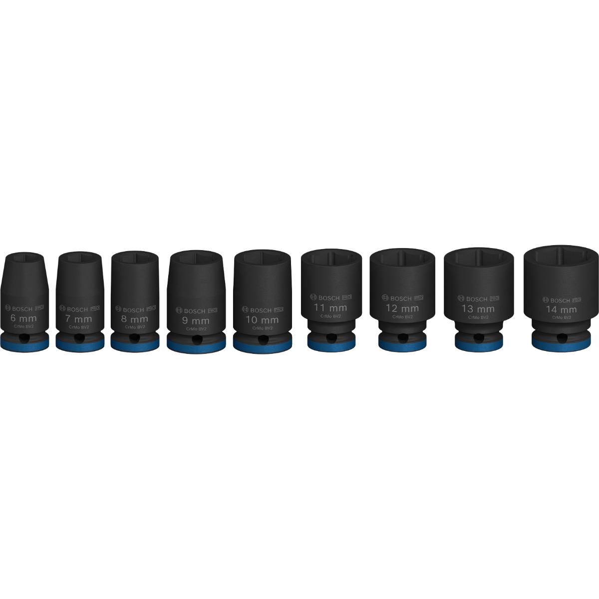 Bosch PRO Impact Socket Set, 1/4", Standard, 9 teiliges Set