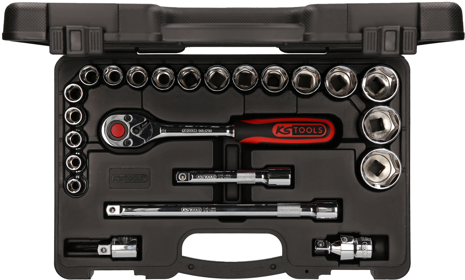 KS Tools 1/2" CHROMEplus Steckschlüssel-Satz, 23-tlg