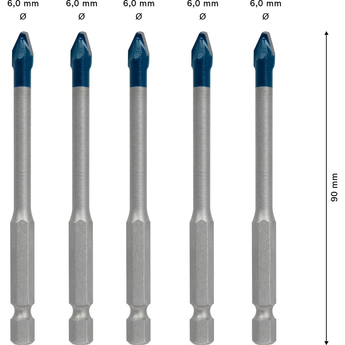 Bosch EXPERT HEX-9 Hard Ceramic HEX-9 Bohrer 6 x 90 mm, 5-Stück