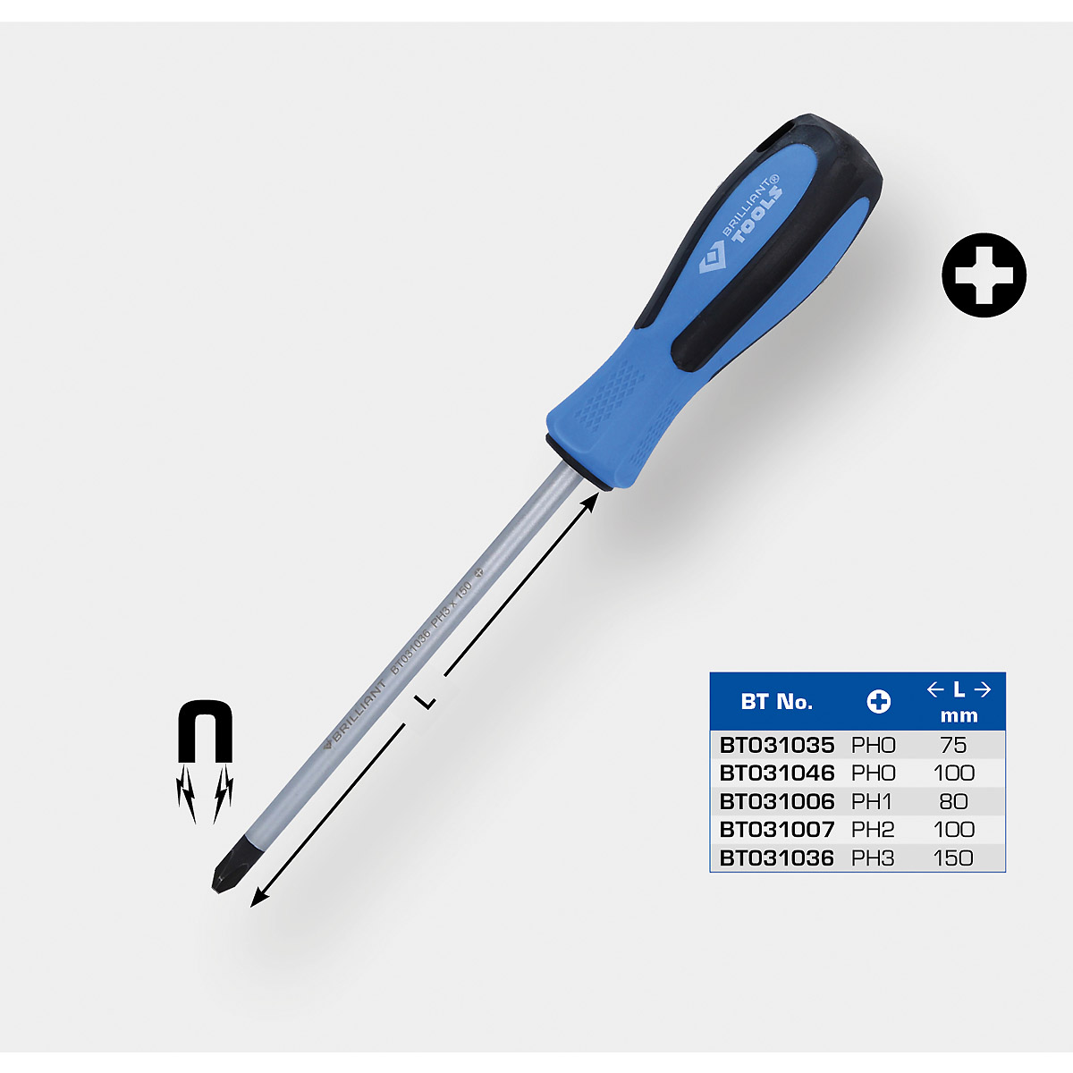 Brilliant Tools Schraubendreher PH Phillips, PH0 x 100 mm