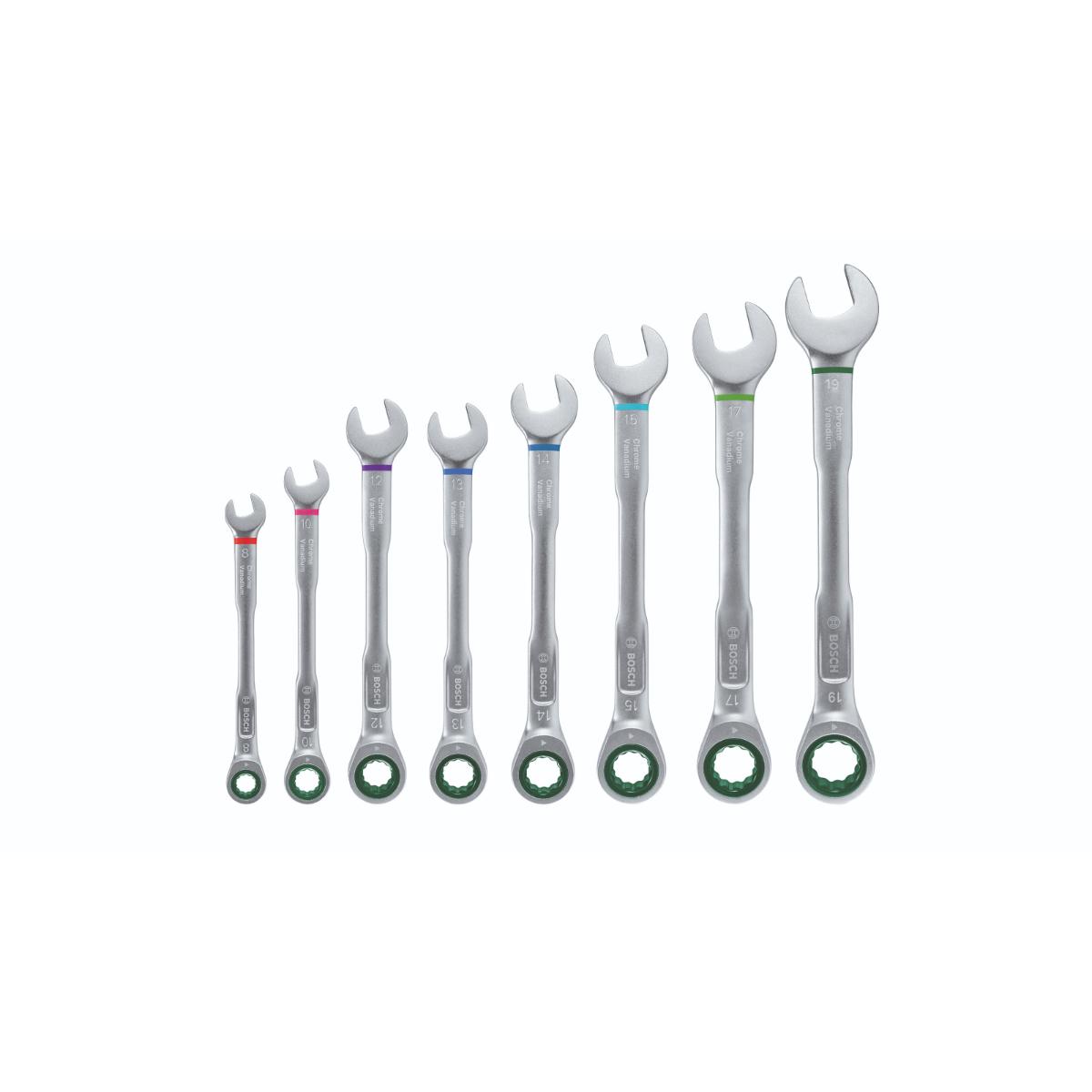 Bosch Schraubenschlüssel mit Ratsche Set 8-teiliges Set