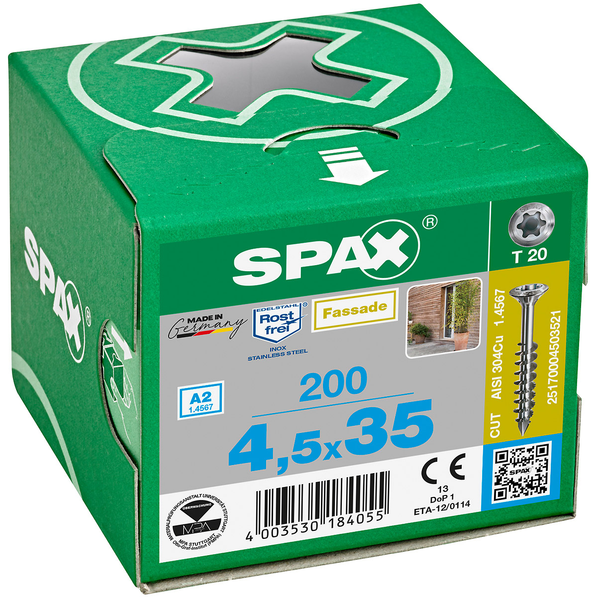 SPAX-S A2 Linsenkopf Fräsrippen T-Star Plus T20 Teilgewinde Cut, 200 Stück