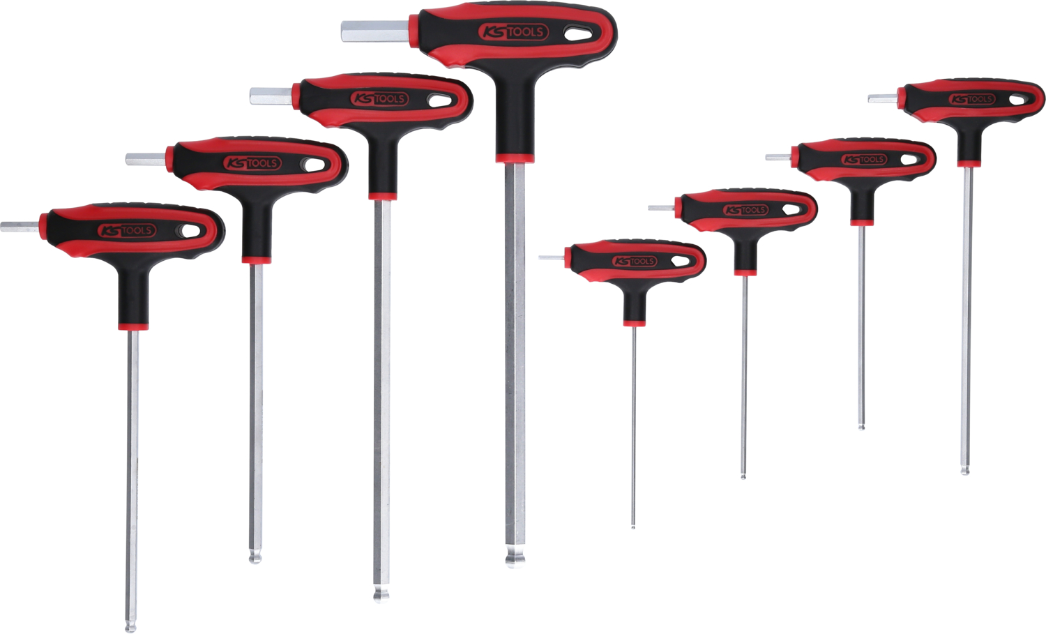 KS Tools T-Griff-Innensechskant-Kugelkopf-Schlüssel-Satz, 8-tlg