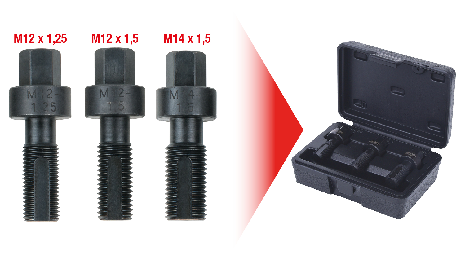 KS Tools Radmuttern-Gewindereparatur-Satz, 3-tlg