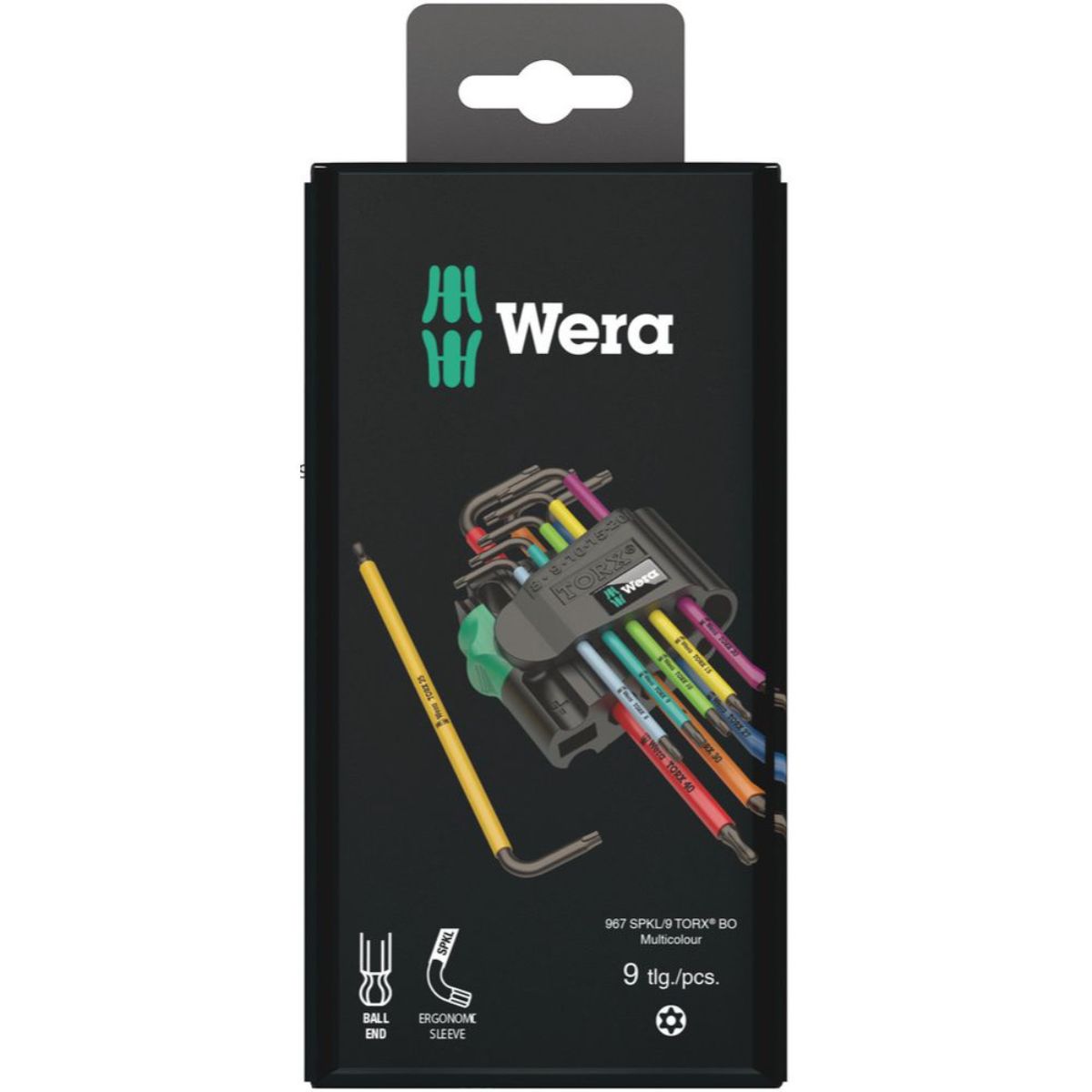 Wera 967/9 TX BO Multicolour 1 SB Winkelschlüsselsatz, BlackLaser, 9-teilig