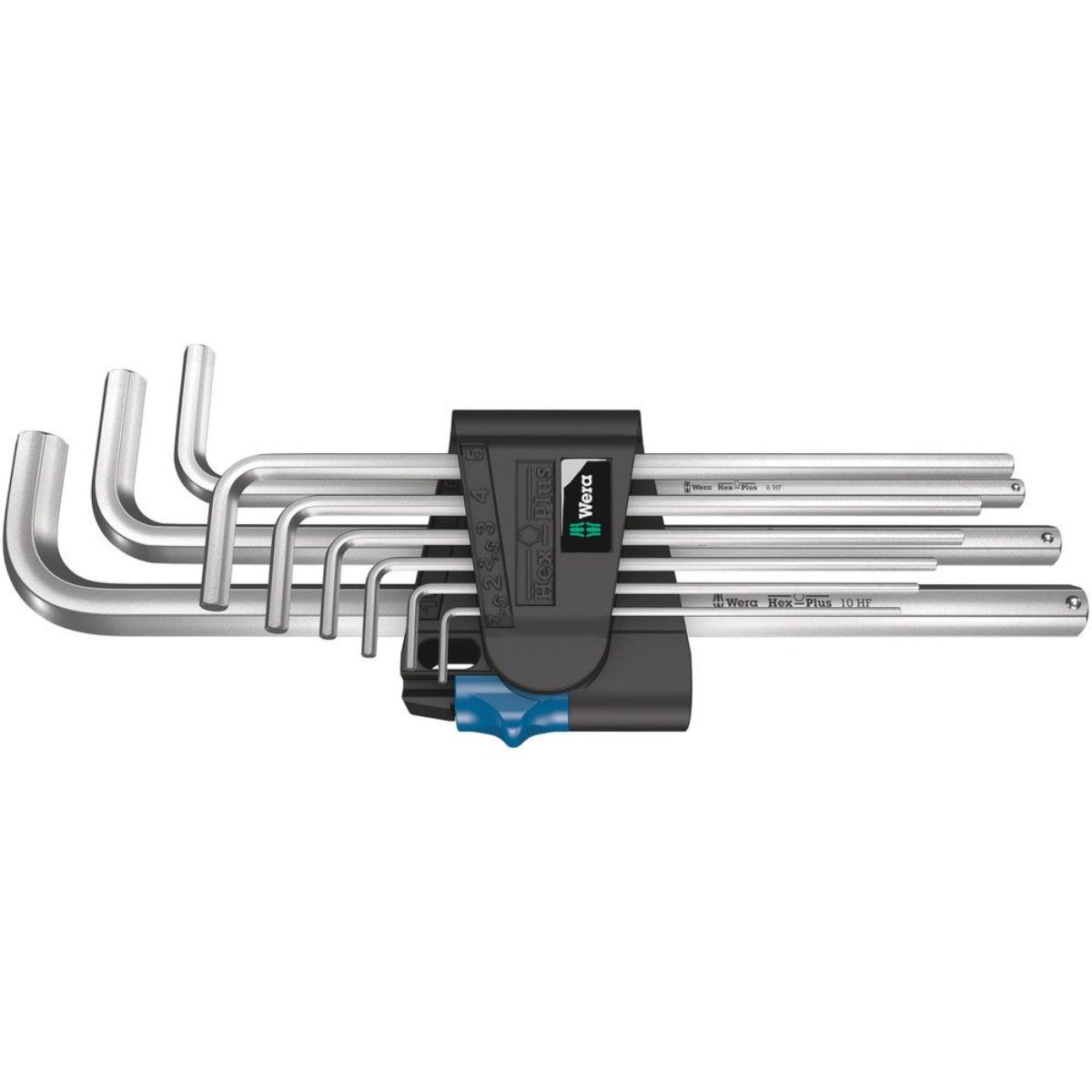 Wera 950/9 L Hex-Plus HF 1 Winkelschlüsselsatz, metrisch, gestellverchromt + Haltefunktion, 9-tlg