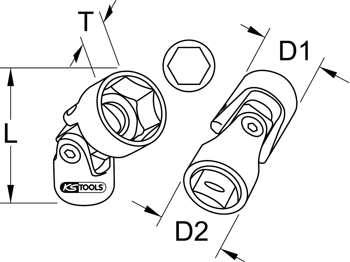 KS Tools 3/8" Sechskant-Stecknuss mit Gelenk