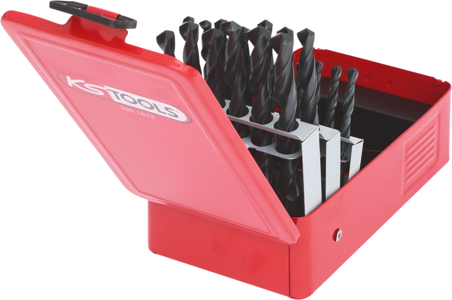 KS Tools HSS-R Spiralbohrer-Satz, Stahlblechkassette, 25-tlg, 1-13mm