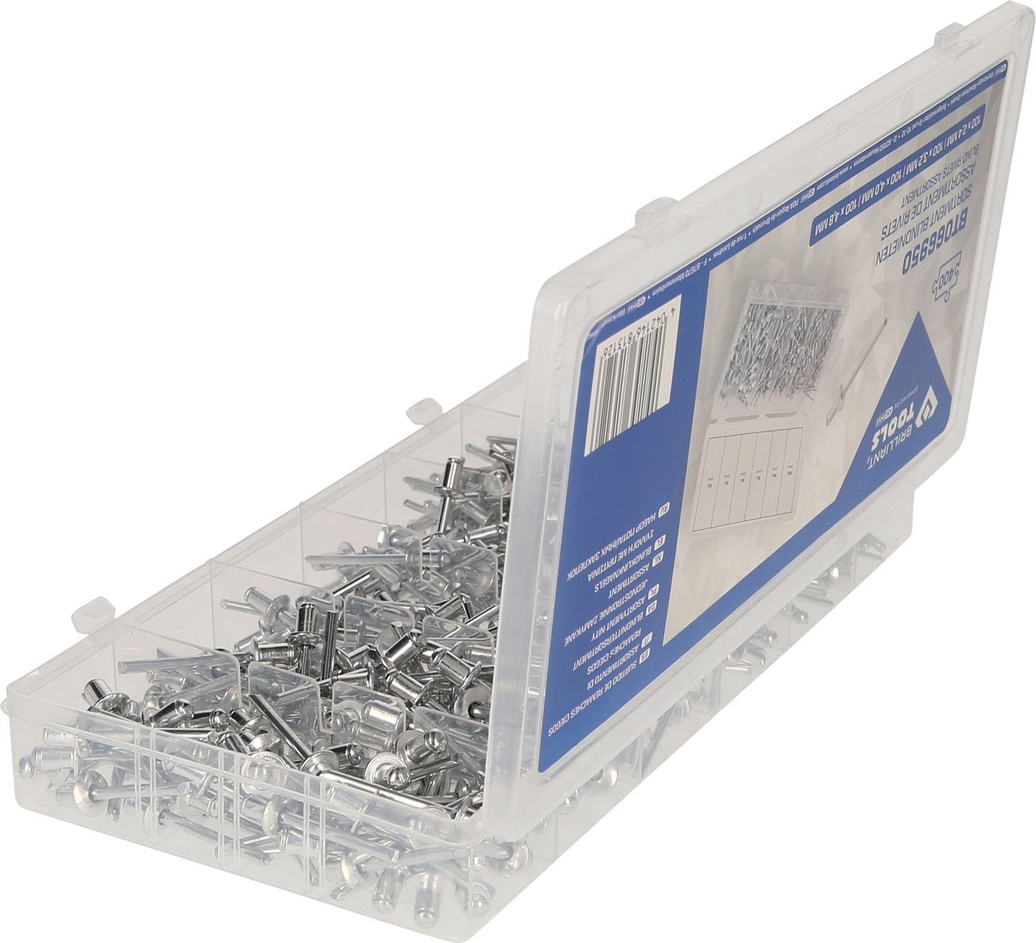 Brilliant Tools Sortiment Blindnieten, 400-tlg, 2, 4 - 3, 2 - 4 - 4, 8 mm - BT066950