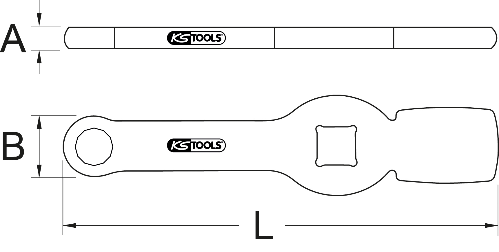KS Tools 3/4" Schlag-Sechskant-Schlüssel mit 2 Schlagflächen, 26 mm