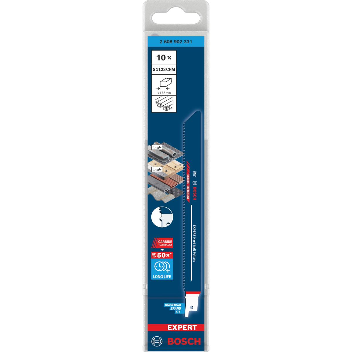Bosch EXPERT Hard Nail Pallets S1123CHM Säbelsägeblatt, 10-Stück