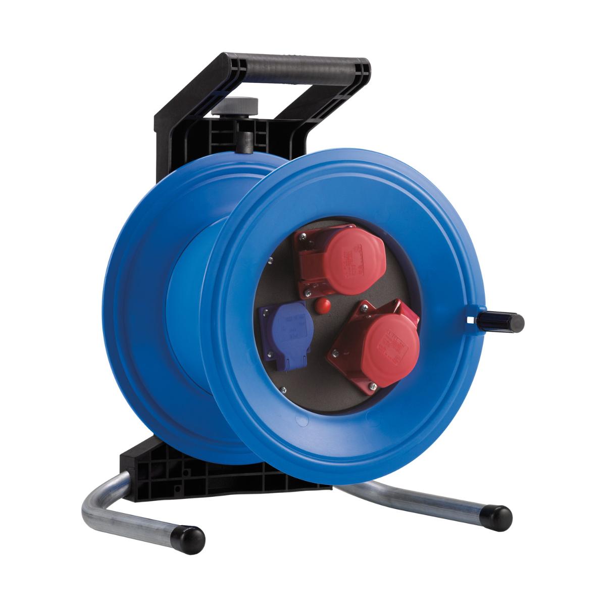 HEDI Kunststoff-Drehstromkabeltrommel Professional Plus Ø 320 mm, 16A-Ausführung, 2 CEE-Steckdosen, 