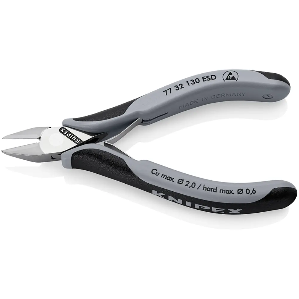 KNIPEX Elektronik-Seitenschneider ESD mit durchgestecktem Gelenk mit Mehrkomponenten-Hüllen 130 mm