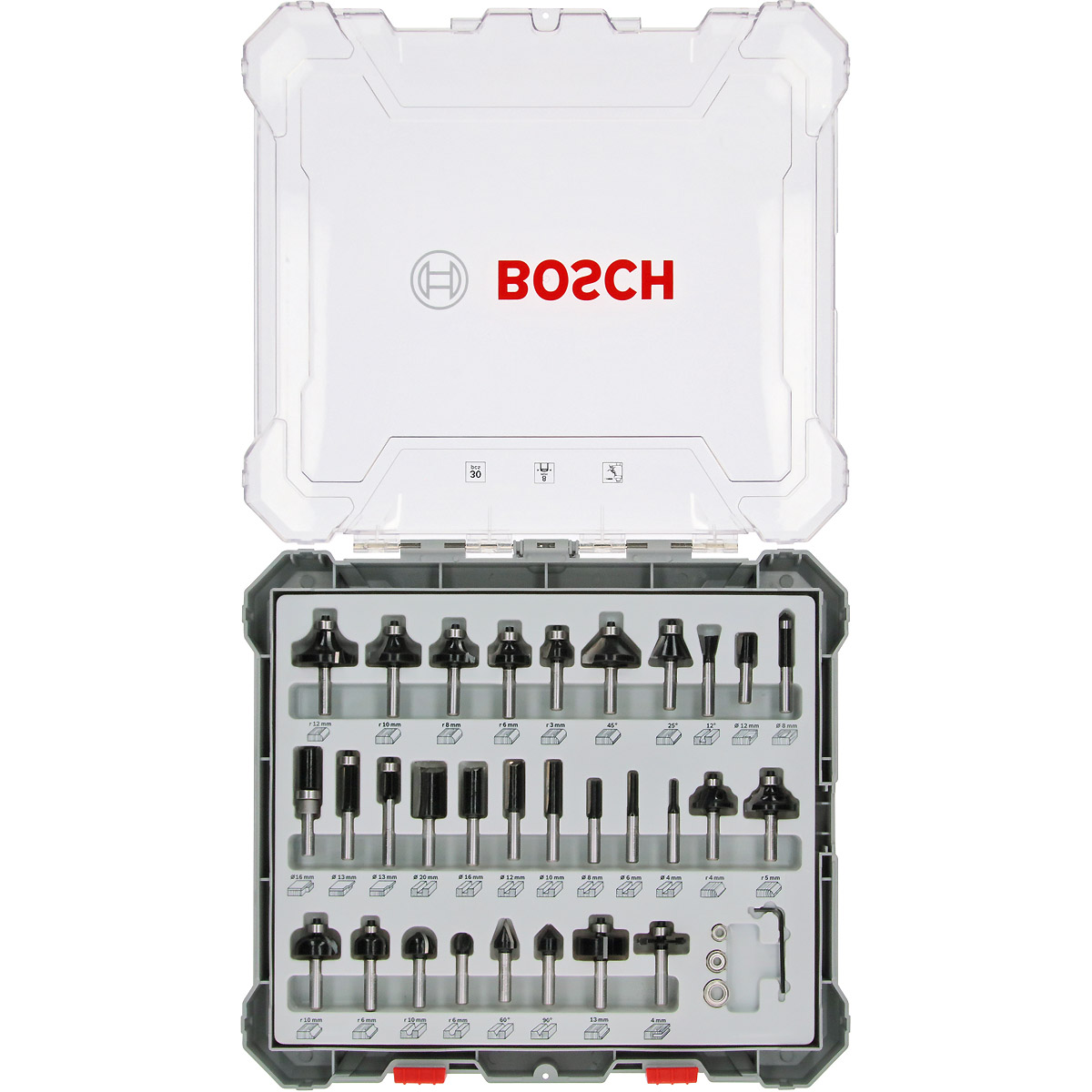 Bosch PRO Fräser-Set, 30-teilig, 8mm Schaft